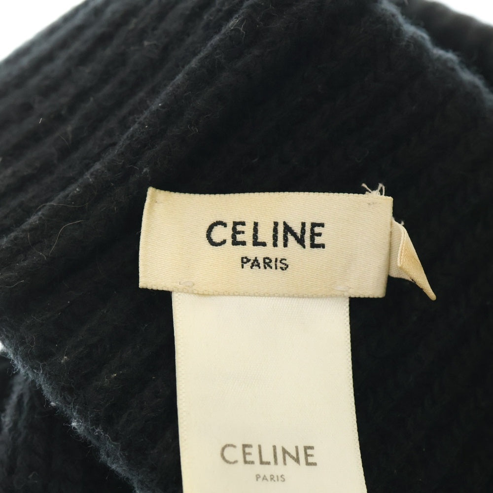 CELINE(セリーヌ) ロゴワッペン付き ニットキャップ ウール ブラック