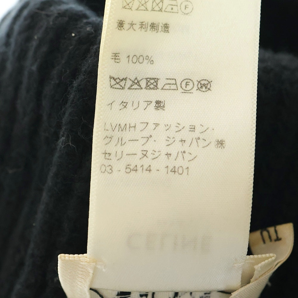 CELINE(セリーヌ) ロゴワッペン付き ニットキャップ ウール ブラック