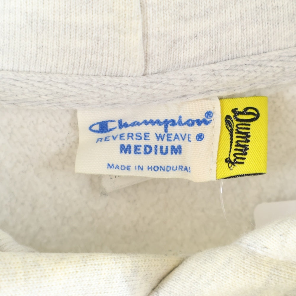 NO BRAND(ノーブランド) DUMMY YUMMY BUFU PULL OVER HOODIE フロント刺繍ロゴ プルオーバーパーカー グレー