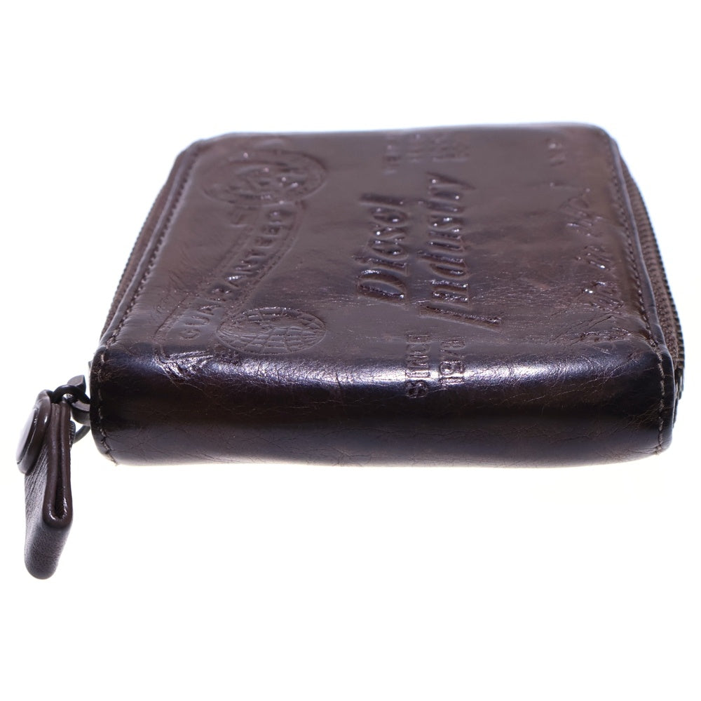 DIESEL(ディーゼル) ロゴ刻印 ジップウォレット ブラウン