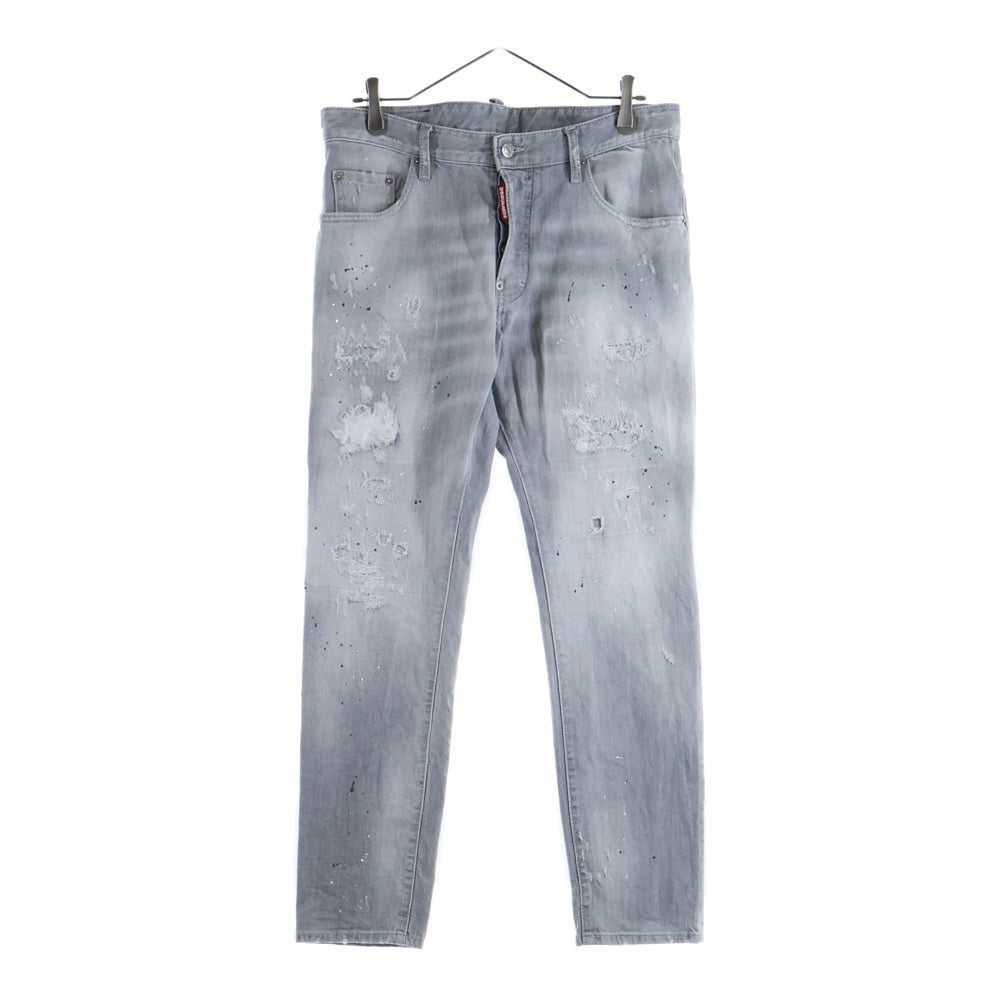 DSQUARED2(ディースクエアード) ライトストーン付き ダメージデニムパンツ グレー S74LB1244 S30260