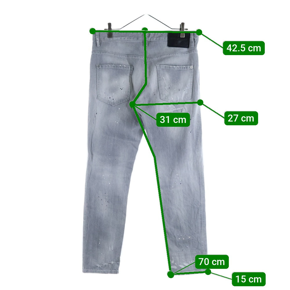 DSQUARED2(ディースクエアード) ライトストーン付き ダメージデニムパンツ グレー S74LB1244 S30260