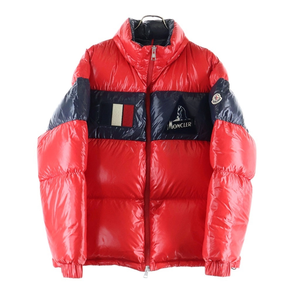 MONCLER(モンクレール) 19AW GARY GIUBBOTTO ゲイリー ダウンジャケット フレンチロゴワッペンナイロンダウンフーデットジャケット ダウンパーカー レッド/ネイビー E20914190785 68950