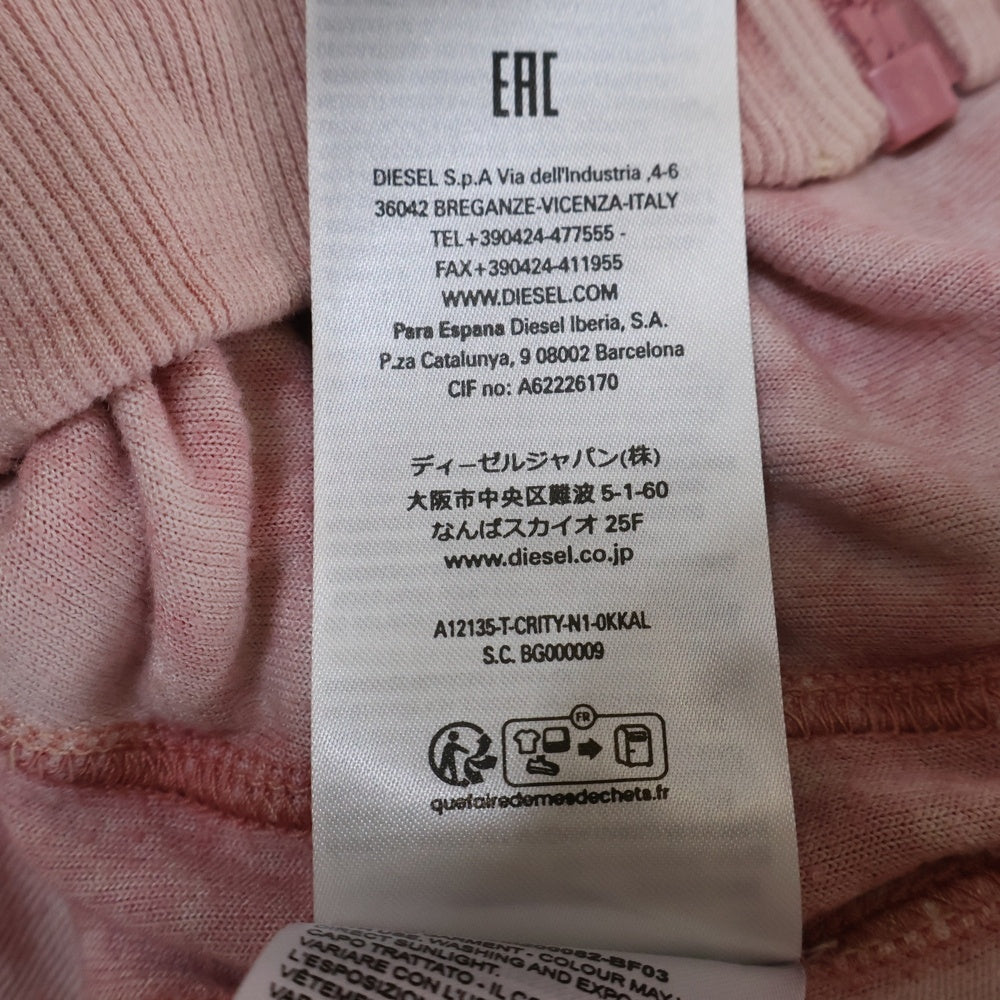 DIESEL(ディーゼル) T-CRITY-N1 ビジューロゴ ベロア フード付き ジップアップ ノースリーブ パーカー ピンク A12135 0KKAL レディース
