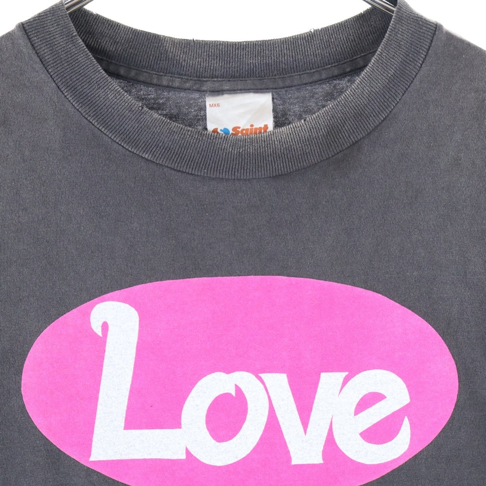 SAINT MICHAEL(セントマイケル) 25SS LOVEプリント 半袖Tシャツ カットソー ブラック SM-HR8-0000-012