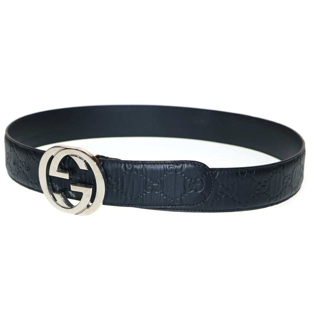 GUCCI(グッチ) GGロゴ インンターロッキング シマ レザー ブラック 411924