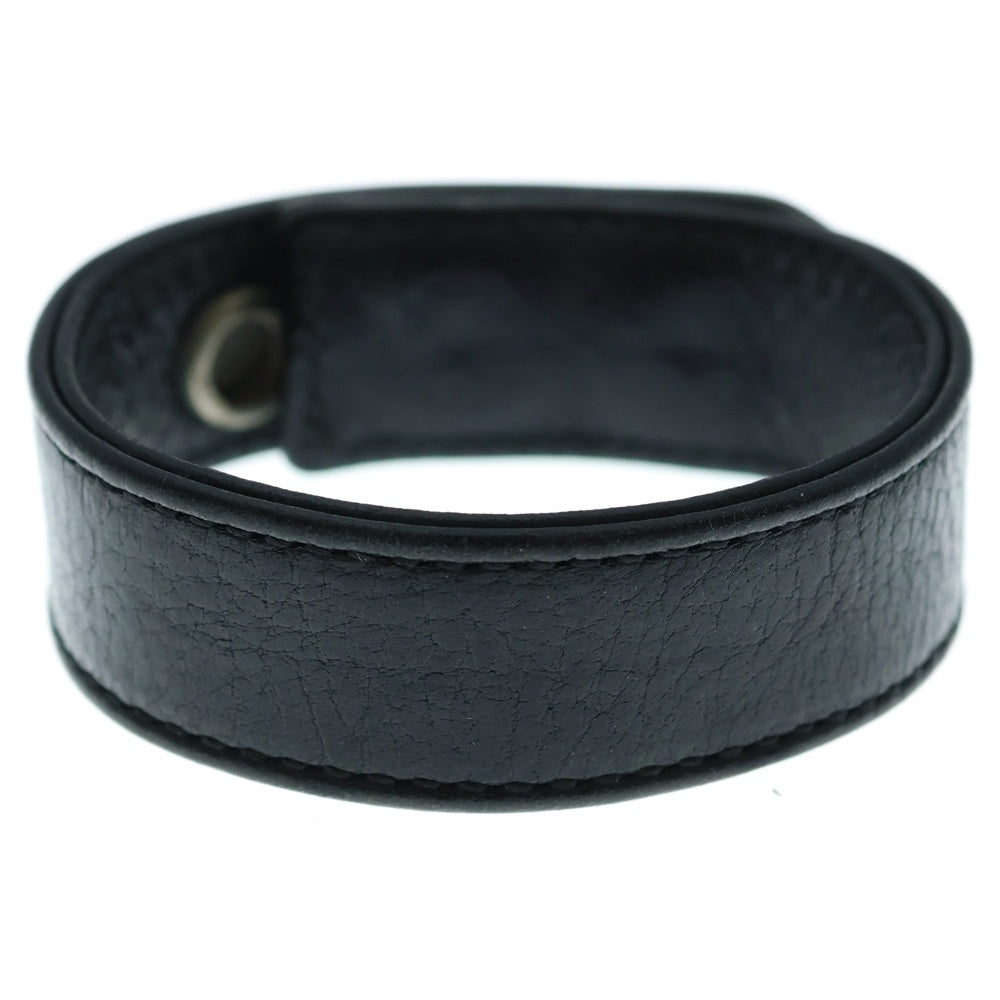 CHROME HEARTS(クロムハーツ) 3BTN 2SNP クロスボール 3ボタン2スナップ レザーブレスレット ブラック/シルバー BCA123