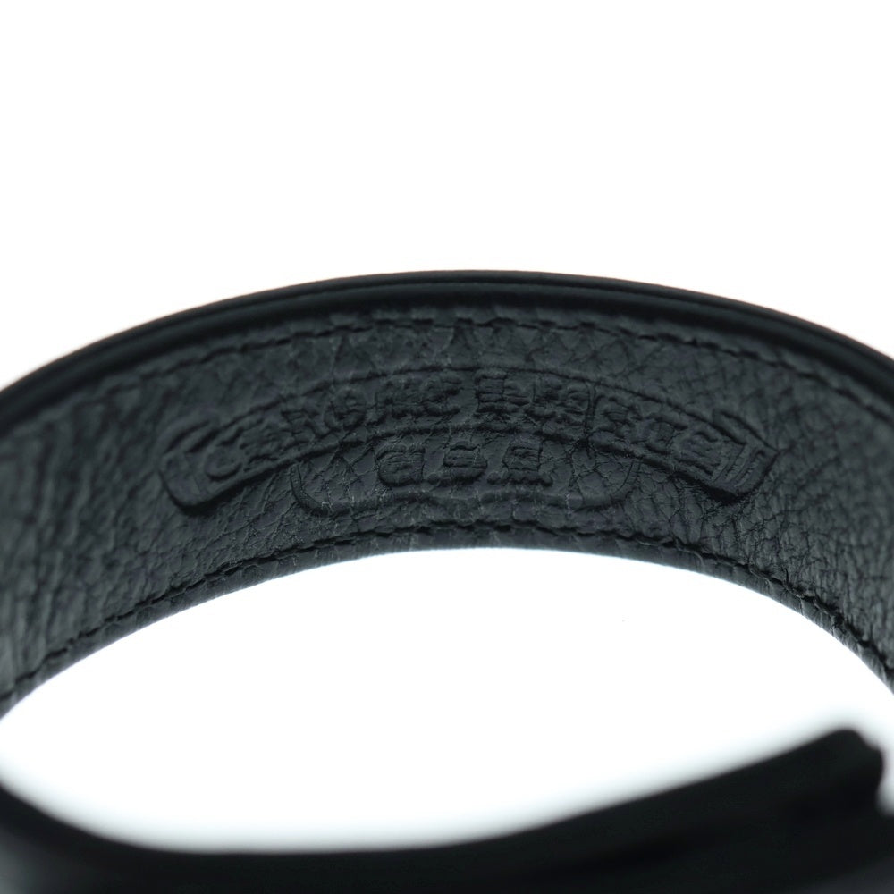 CHROME HEARTS(クロムハーツ) 3BTN 2SNP クロスボール 3ボタン2スナップ レザーブレスレット ブラック/シルバー BCA123