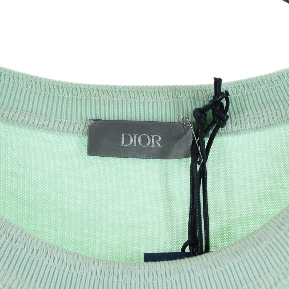 Dior HOMME(ディオールオム) × STONE ISLAND 24AW ロゴ刺繍 クルーネック半袖Tシャツ 493J638A0554 グリーン