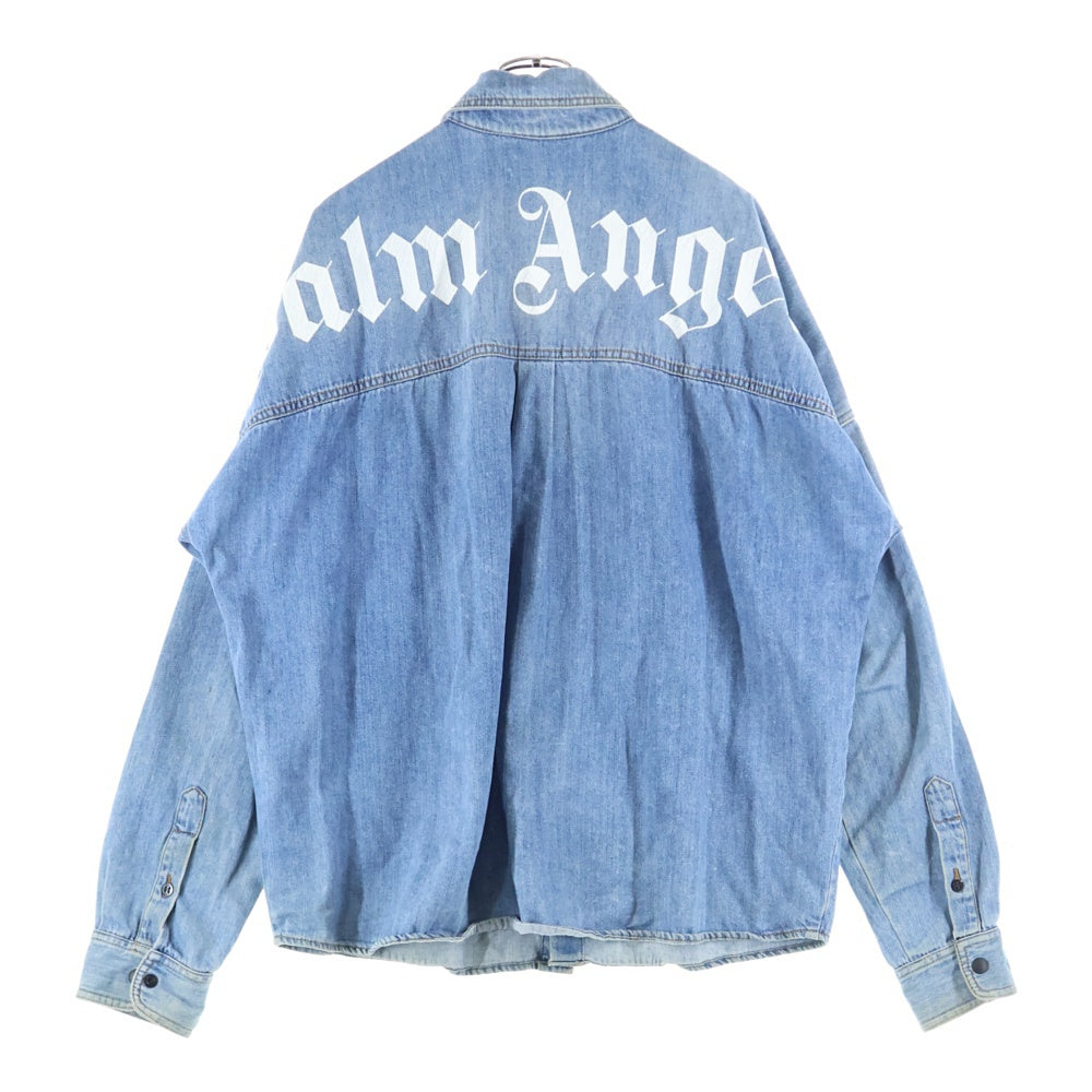 Palm Angels(パームエンジェルス) ロゴバックプリント デニムシャツ インディゴ PMYD002F18418005