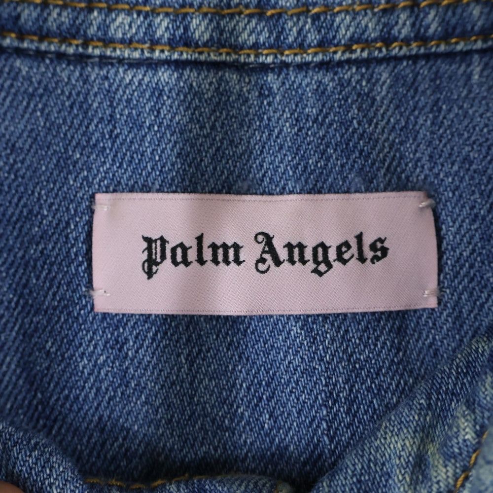 Palm Angels(パームエンジェルス) ロゴバックプリント デニムシャツ インディゴ PMYD002F18418005