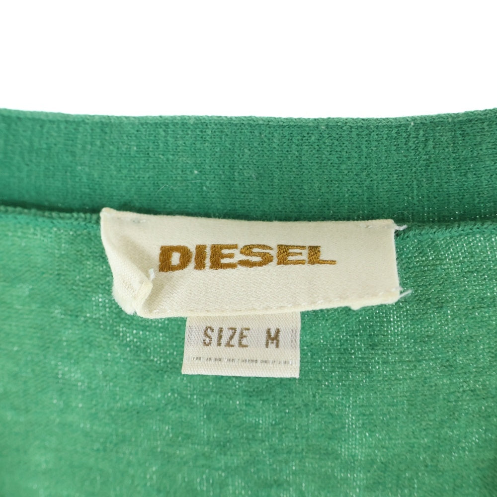 DIESEL(ディーゼル) ロゴ刺繍 コットンカーディガン グリーン