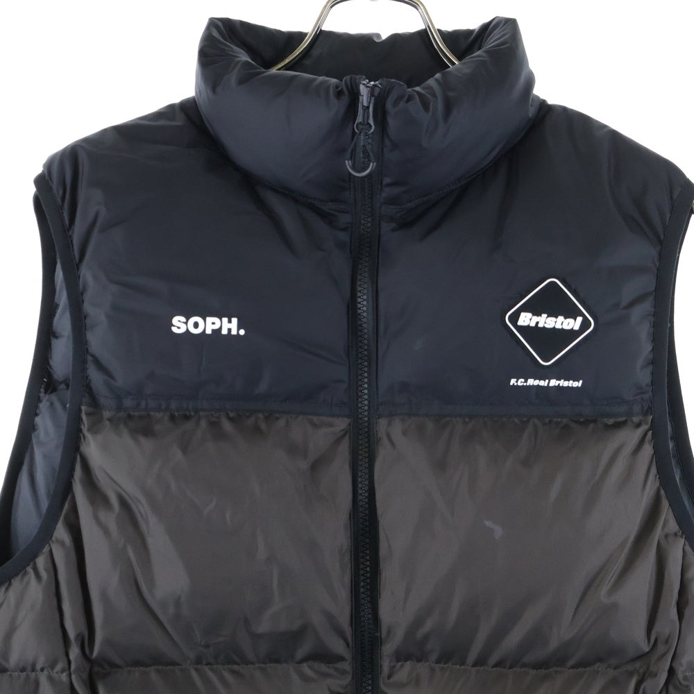 F.C.R.B./F.C.Real Bristol/FCRB(エフシーアールビー/エフシーレアルブリストル) DOWN VEST ロゴプリント ダウンベスト ブラック/カーキ FCRB-232031