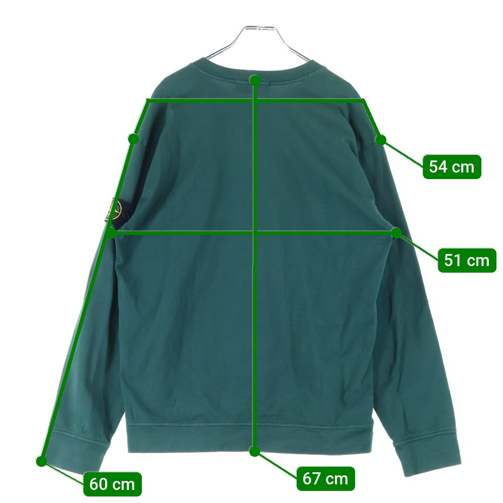 STONE ISLAND(ストーンアイランド) ガーメントダイスウェット アームロゴパッチ ロングスリーブTシャツ グリーン 101563750