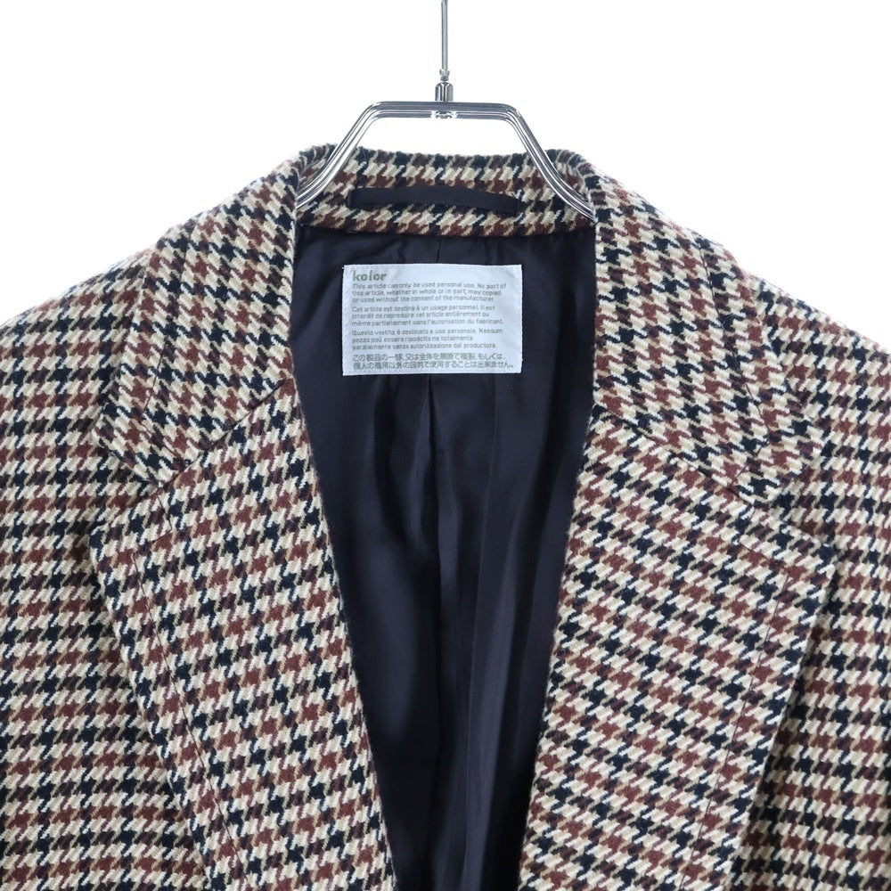 kolor(カラー) 18AW BIKKUGAN CLUB JACKET ビッグガン クラブ 千鳥柄 テーラードジャケット ブラウン 18WCM-J04107