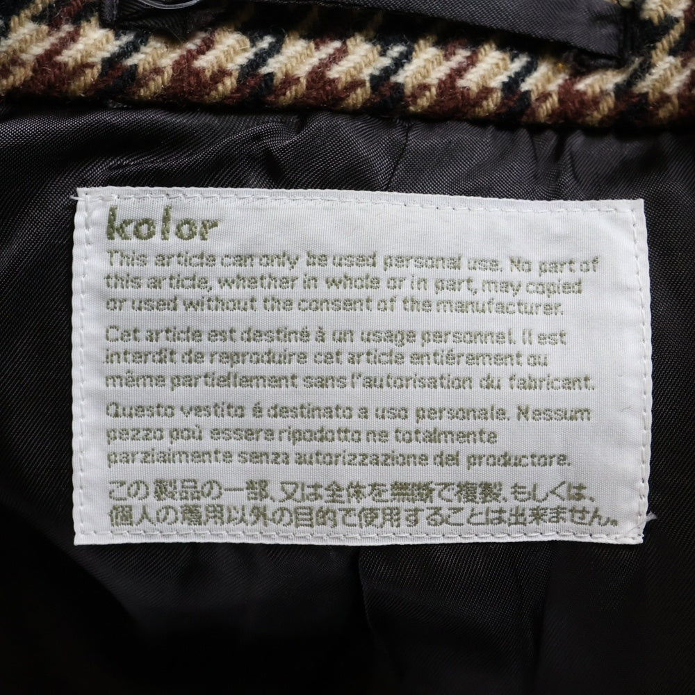 kolor(カラー) 18AW BIKKUGAN CLUB JACKET ビッグガン クラブ 千鳥柄 テーラードジャケット ブラウン 18WCM-J04107