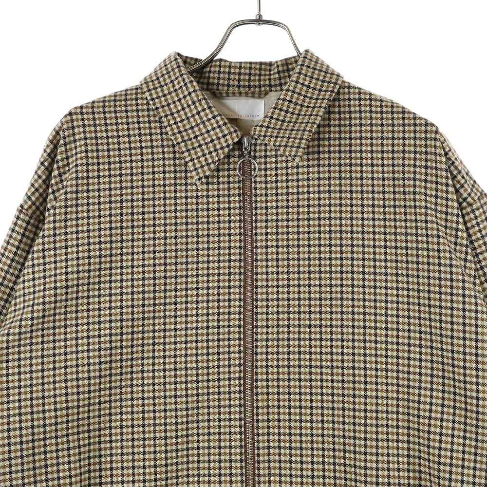 NO BRAND(ノーブランド) UNREAL REAL CLOTHES アンリアル リアル クローズ チェックジップアップ ジャケット ブラウン