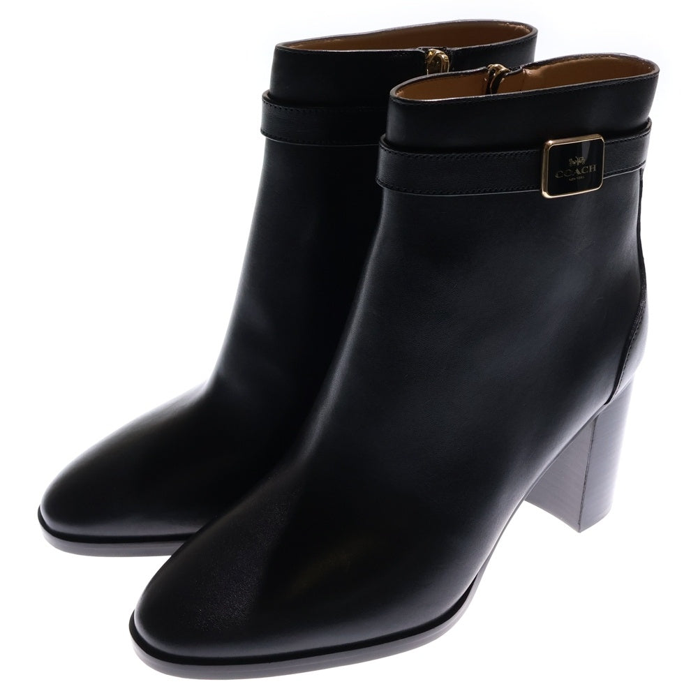 COACH(コーチ) ロゴプレート オリバー ブーティ ショート ブーツ ブラック レディース