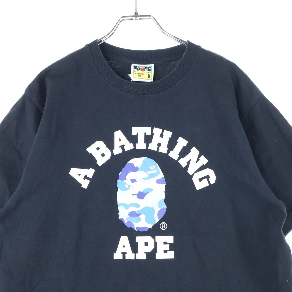 A BATHING APE(アベイシングエイプ) APE カモ柄 フロントプリント クルーネック 半袖Tシャツ ブラック