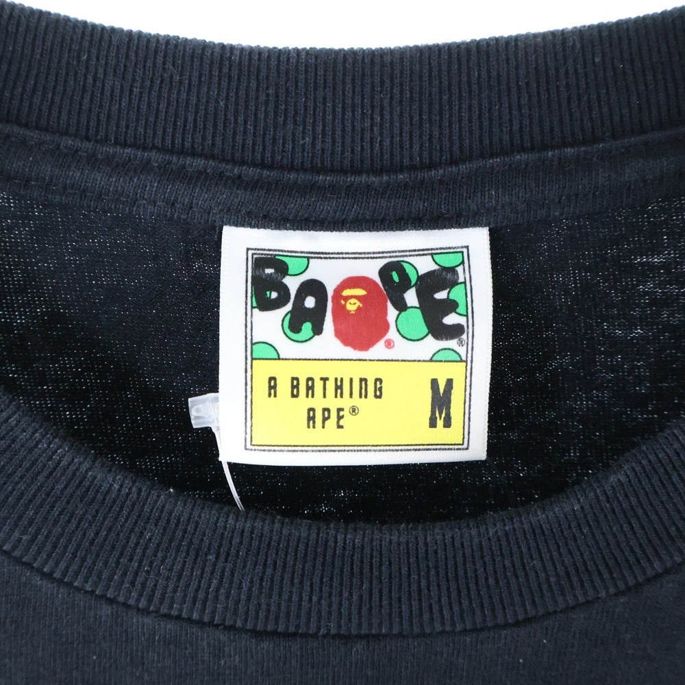 A BATHING APE(アベイシングエイプ) APE カモ柄 フロントプリント クルーネック 半袖Tシャツ ブラック