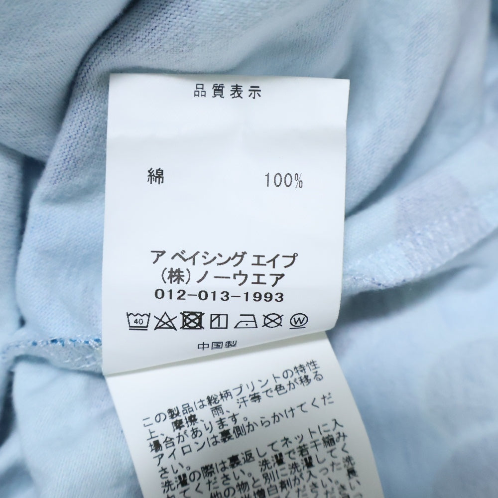 A BATHING APE(アベイシングエイプ) ロゴプリント カモ柄 クルーネック半袖Tシャツ ブルー