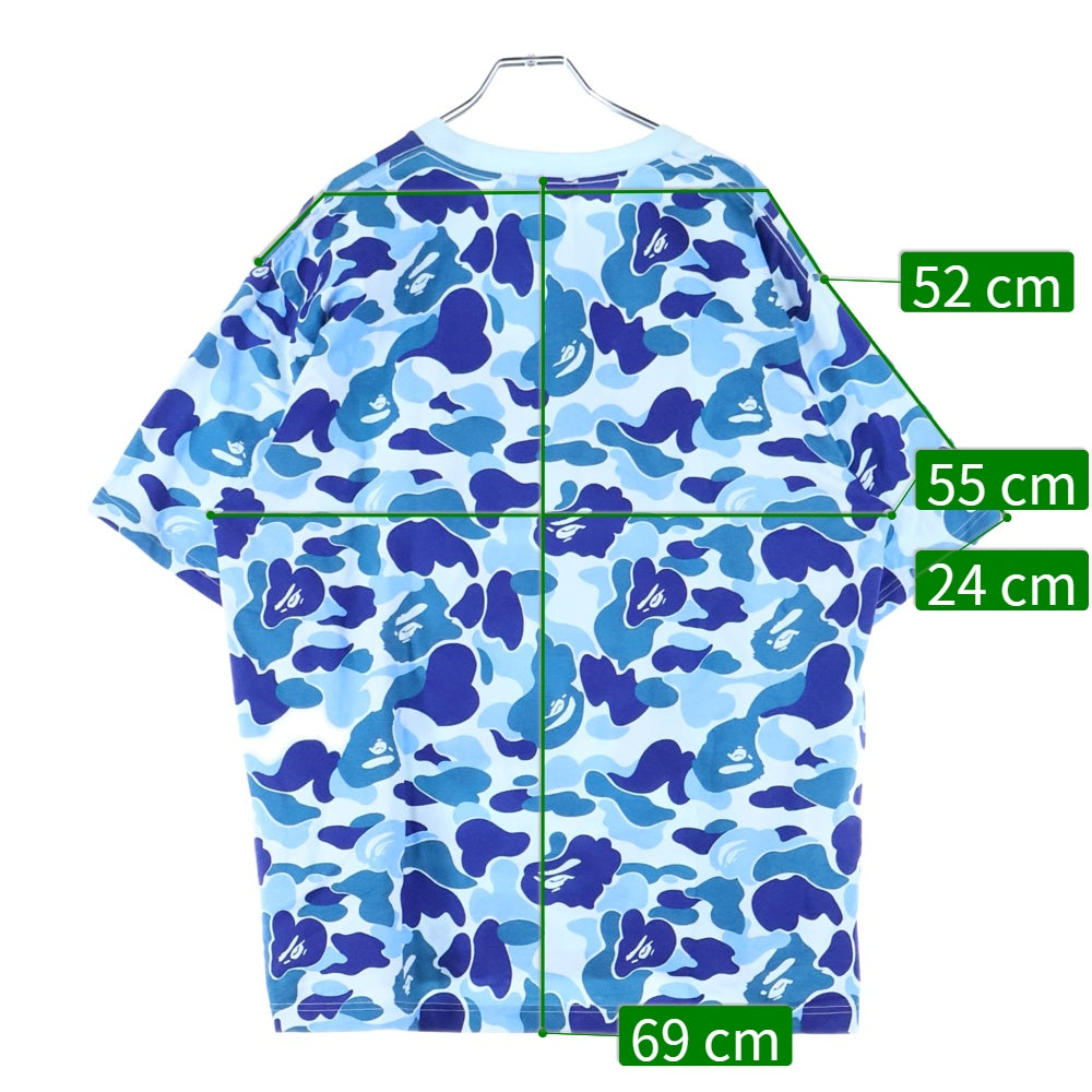 A BATHING APE(アベイシングエイプ) ロゴプリント カモ柄 クルーネック半袖Tシャツ ブルー