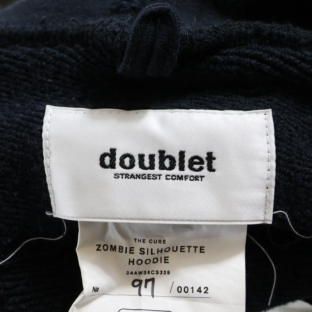 doublet(ダブレット) 24AW ZOMBI SILHOUETTE HODIE ゾンビシルエット プルオーバーパーカー ブラック 36CS339