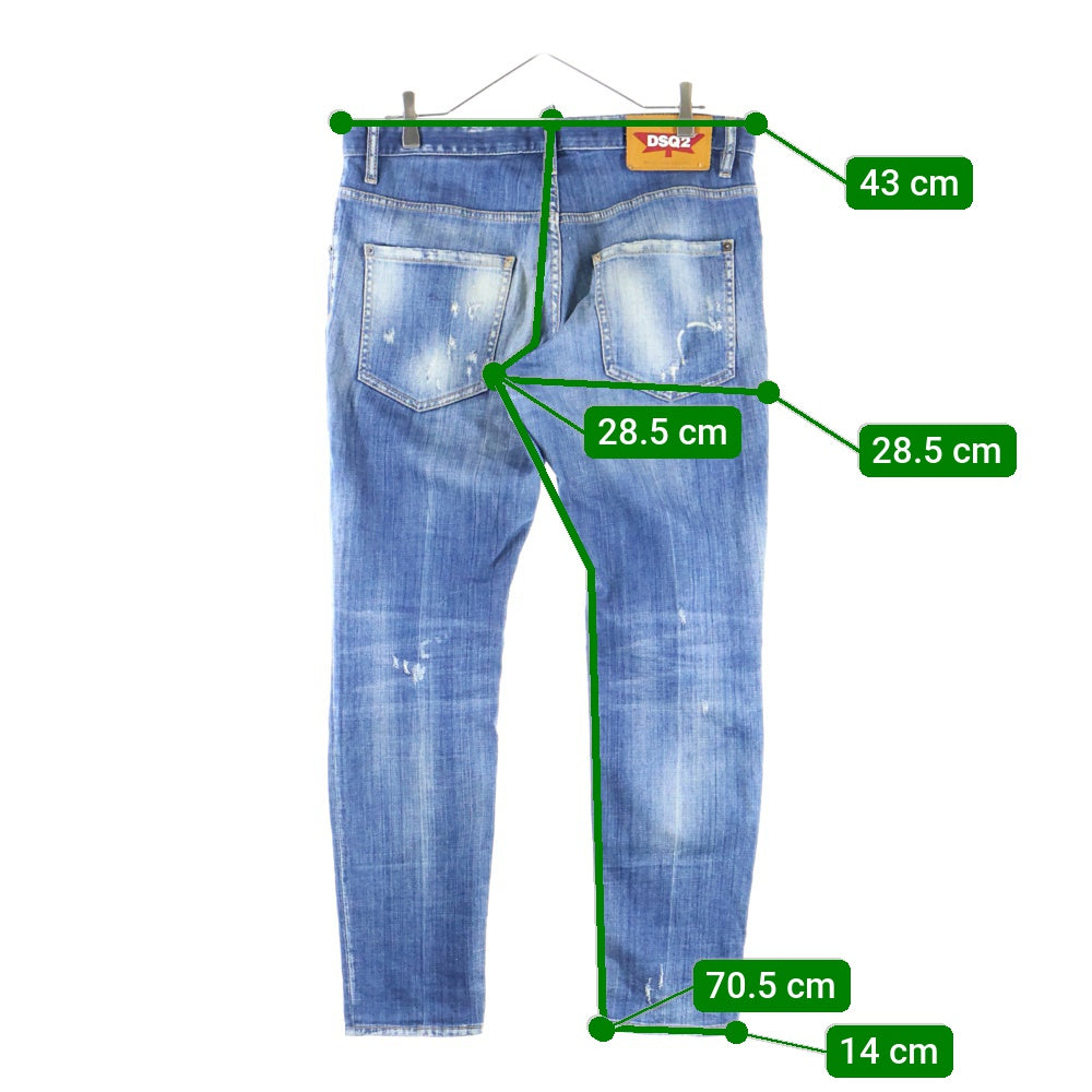 DSQUARED2(ディースクエアード) 18SS ダメージ加工 スキニーデニムパンツ インディゴ