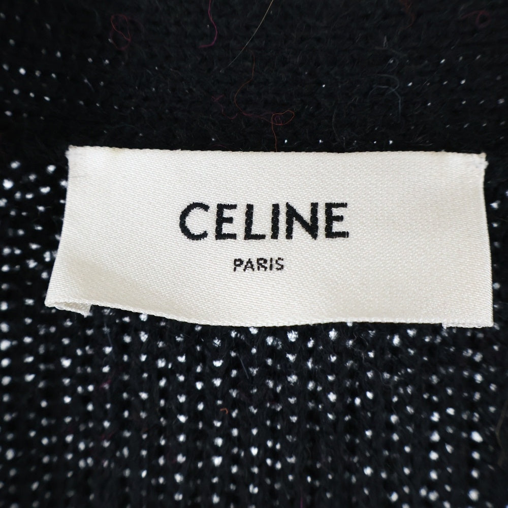 CELINE(セリーヌ) 23SS ロゴスキージャ カードウール オーバーサイズVネックカーディガン ピンク/ブラック 2AC91579S