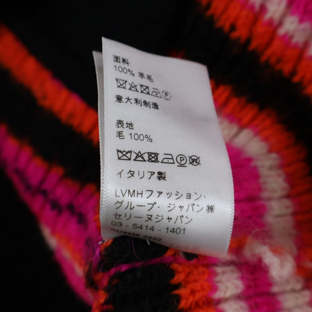 CELINE(セリーヌ) 23SS ロゴスキージャ カードウール オーバーサイズVネックカーディガン ピンク/ブラック 2AC91579S