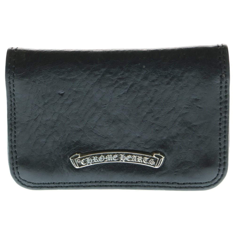 CHROME HEARTS(クロムハーツ) CARD CASE スクロールラベル レザーカードケース ブラック