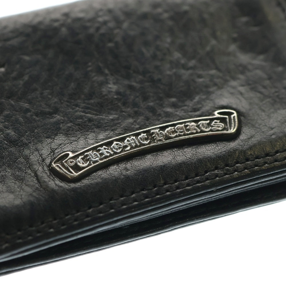 CHROME HEARTS(クロムハーツ) CARD CASE スクロールラベル レザーカードケース ブラック