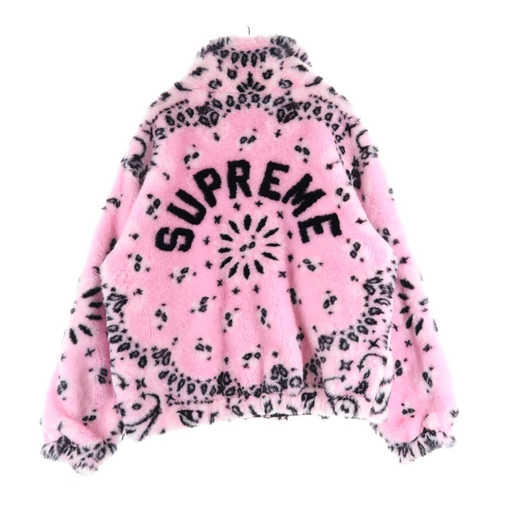 SUPREME(シュプリーム) 21SS Bandana Faux Fur Bomber Jacket バンダナ ファー ボンバー アーチロゴ ジャケット ピンク