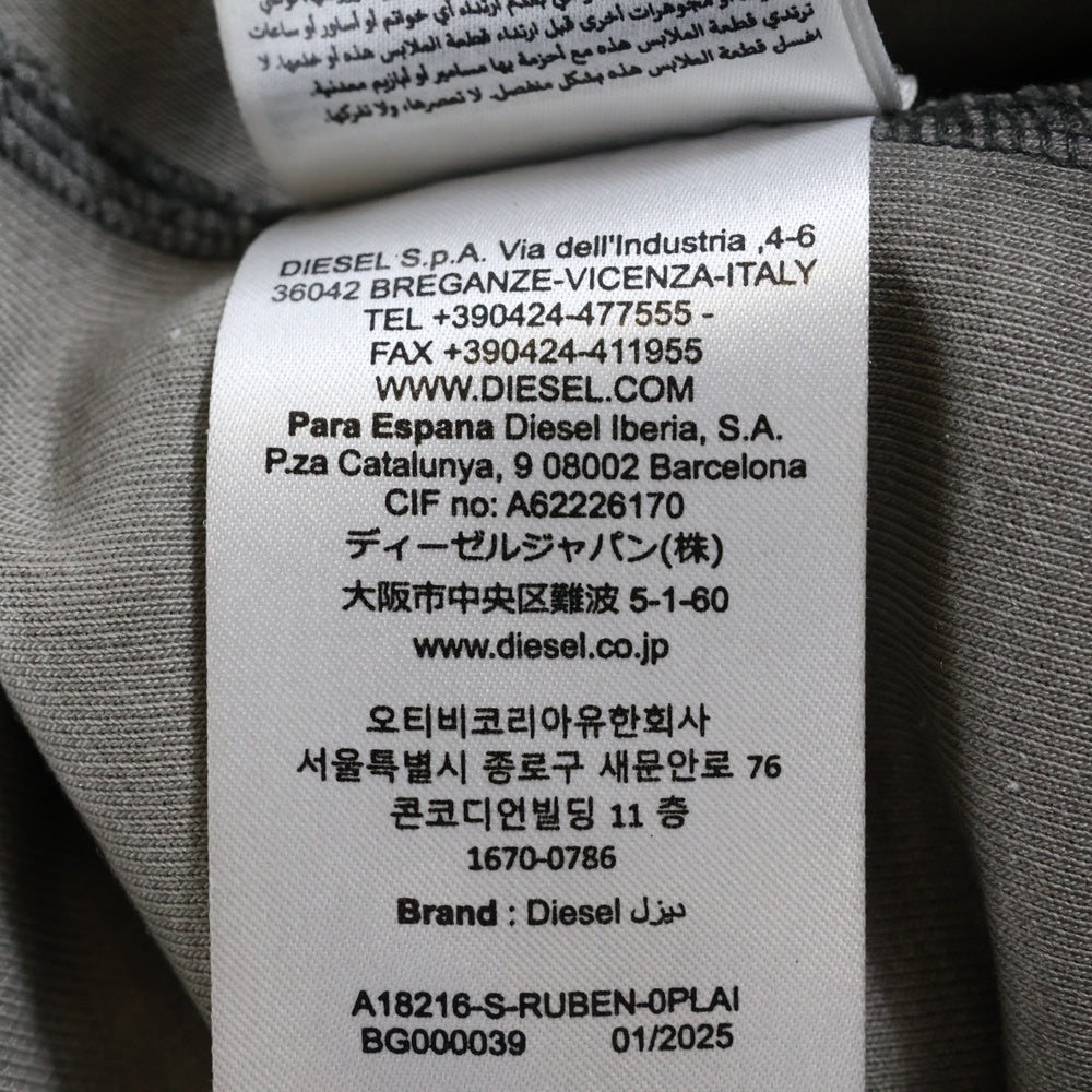 DIESEL(ディーゼル) 25SSS-RUBEN クラッシュ加工 クルーネックスウェット グレー A18216