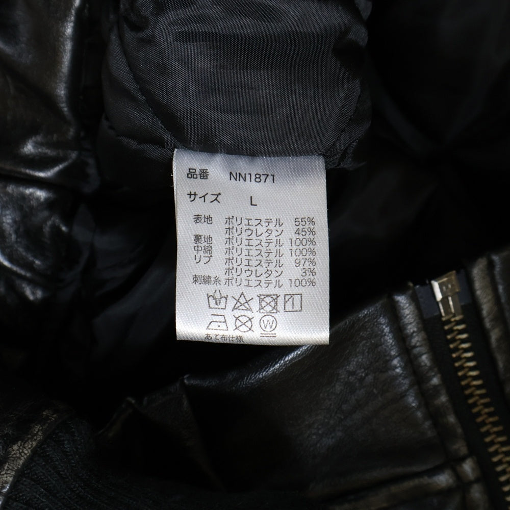 9090(ナインティナインティ) ロゴ刺繍 レザージャケット ブラック NN1871