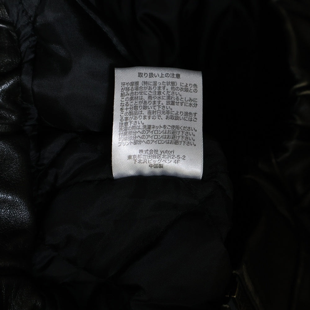 9090(ナインティナインティ) ロゴ刺繍 レザージャケット ブラック NN1871