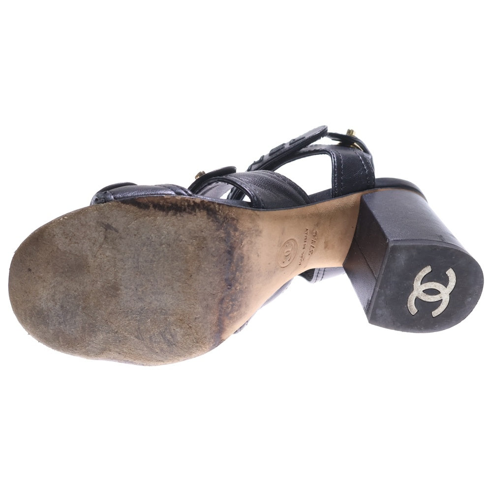 CHANEL(シャネル) ココマーク ターンロック チャンキー ヒール ブラック