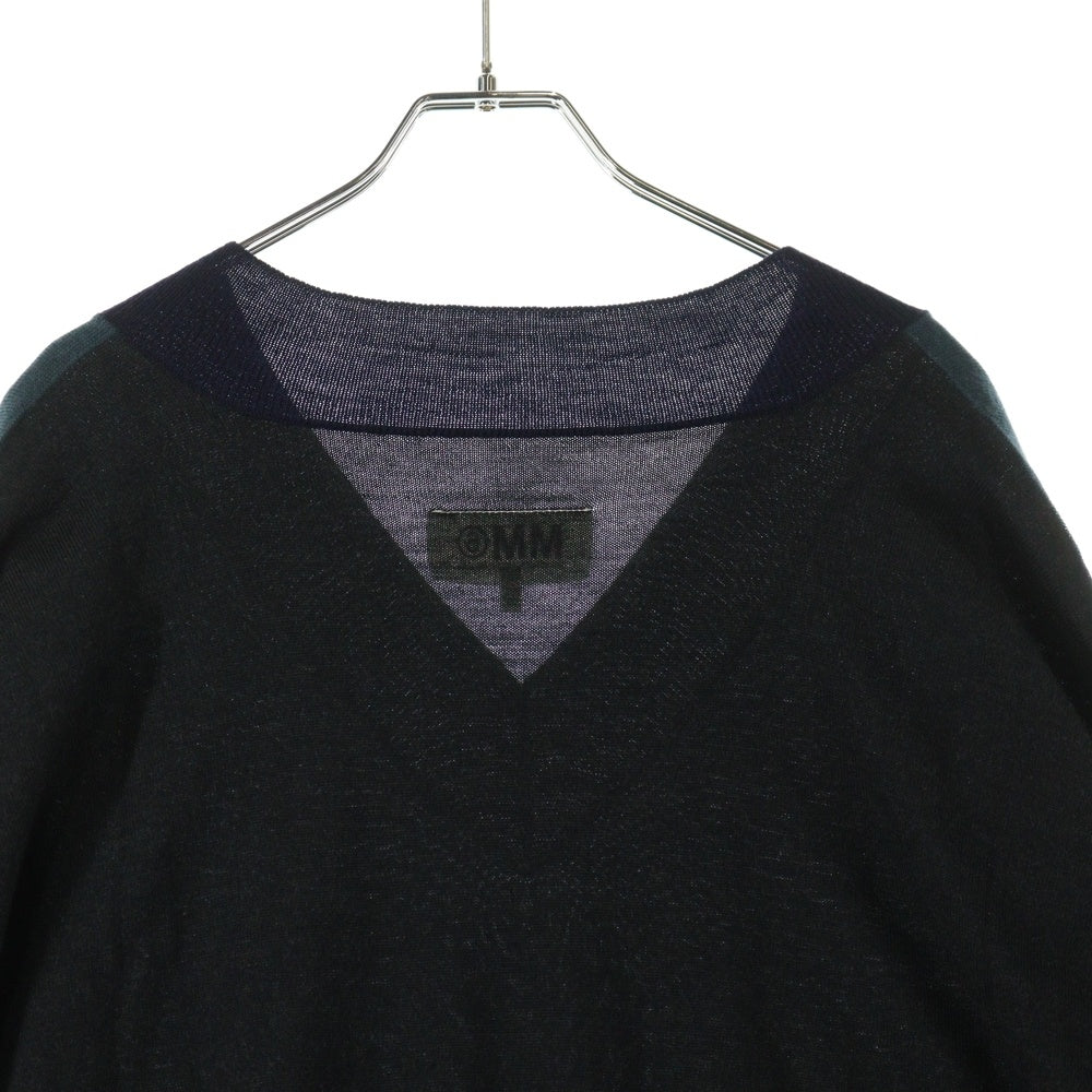 MM6 Maison Margiela(エムエムシックスメゾンマルジェラ) Vネック ニット半袖カットソー グリーン/ネイビー レディース