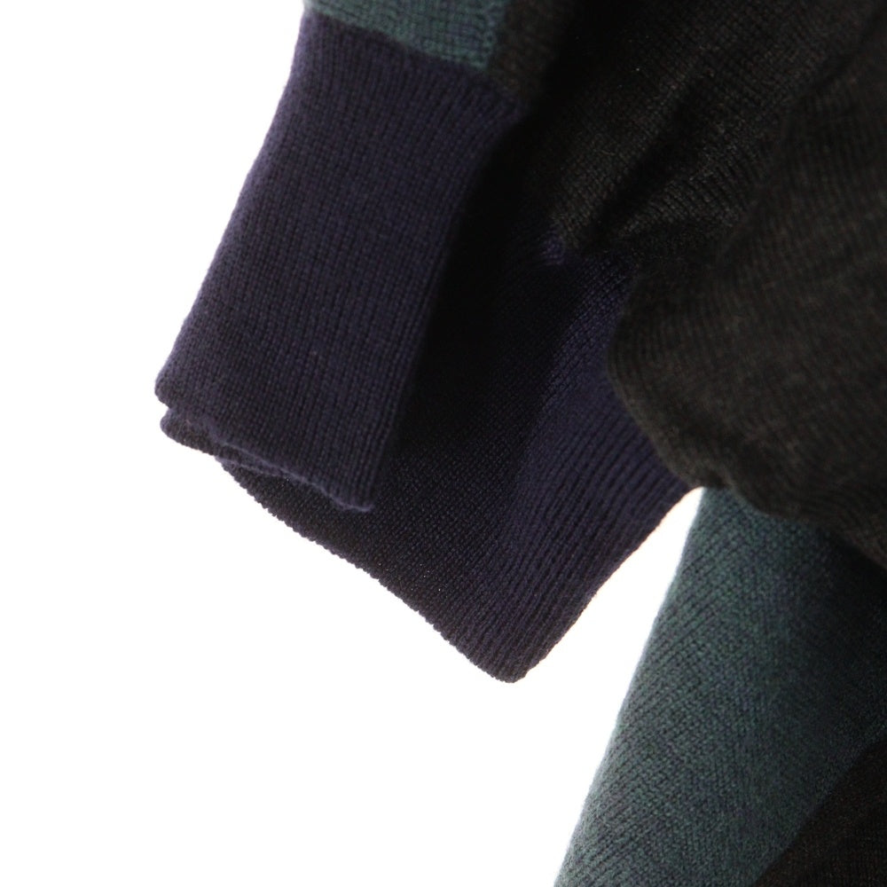 MM6 Maison Margiela(エムエムシックスメゾンマルジェラ) Vネック ニット半袖カットソー グリーン/ネイビー レディース