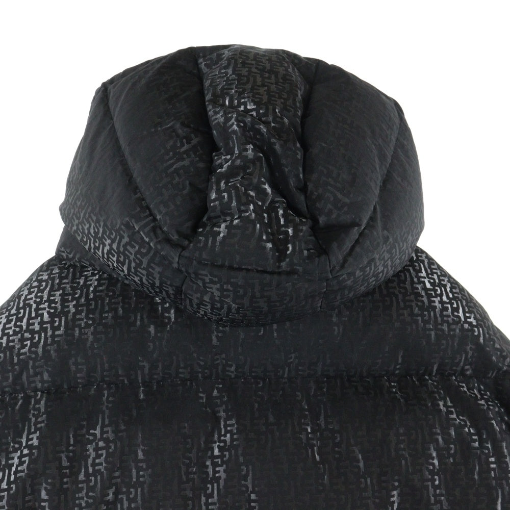 DIESEL(ディーゼル) 総柄 ジップアップ フーディーダウンジャケット ブラック