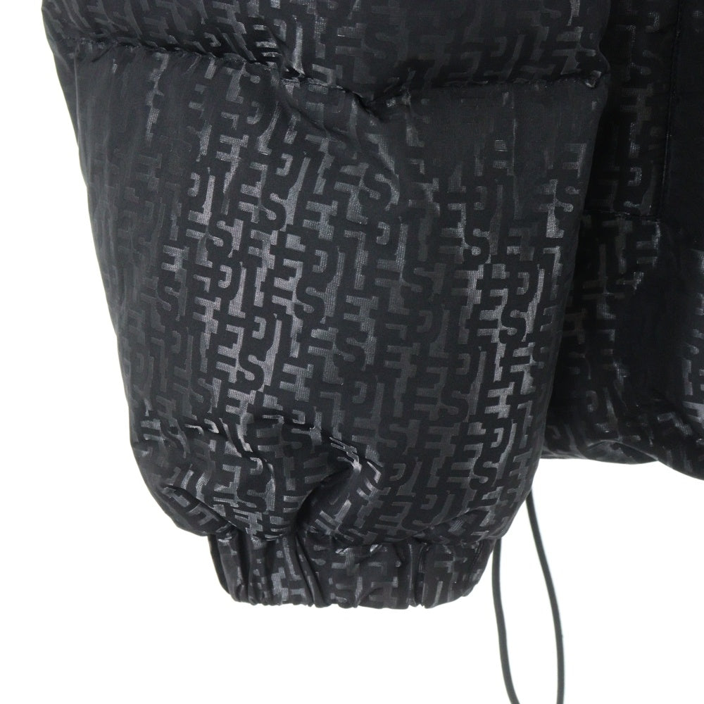 DIESEL(ディーゼル) 総柄 ジップアップ フーディーダウンジャケット ブラック