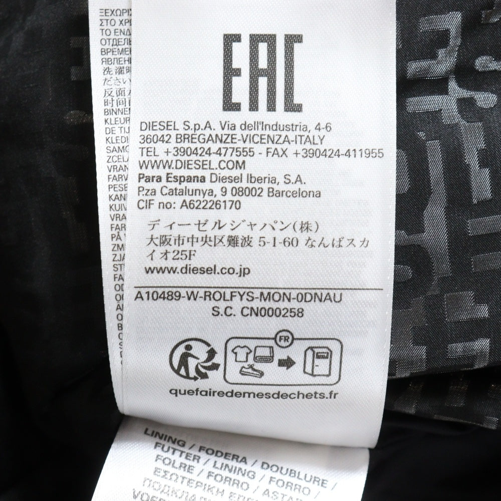 DIESEL(ディーゼル) 総柄 ジップアップ フーディーダウンジャケット ブラック