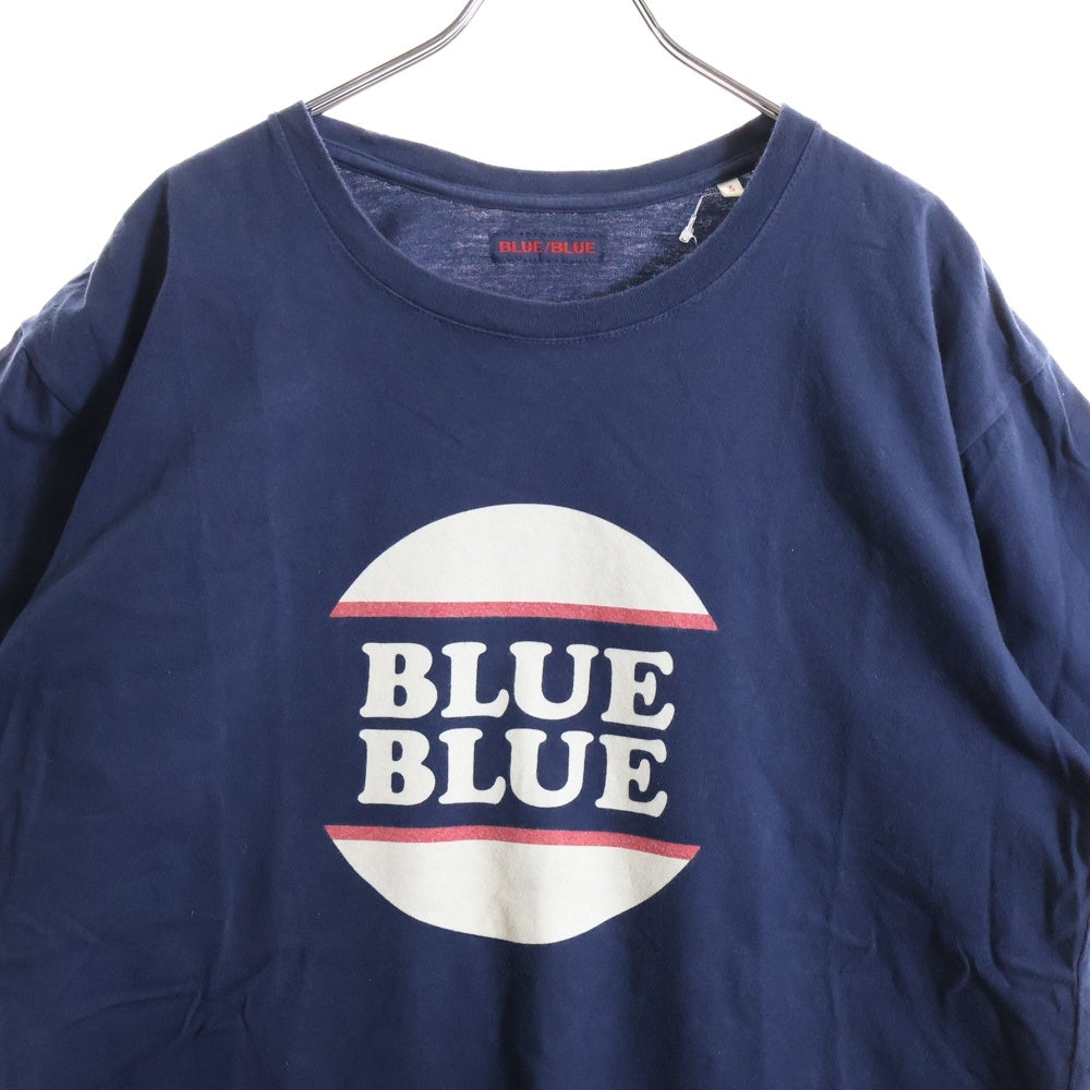 BLUE BLUE(ブルーブルー) フロントプリント クルーネック半袖Tシャツ ネイビー