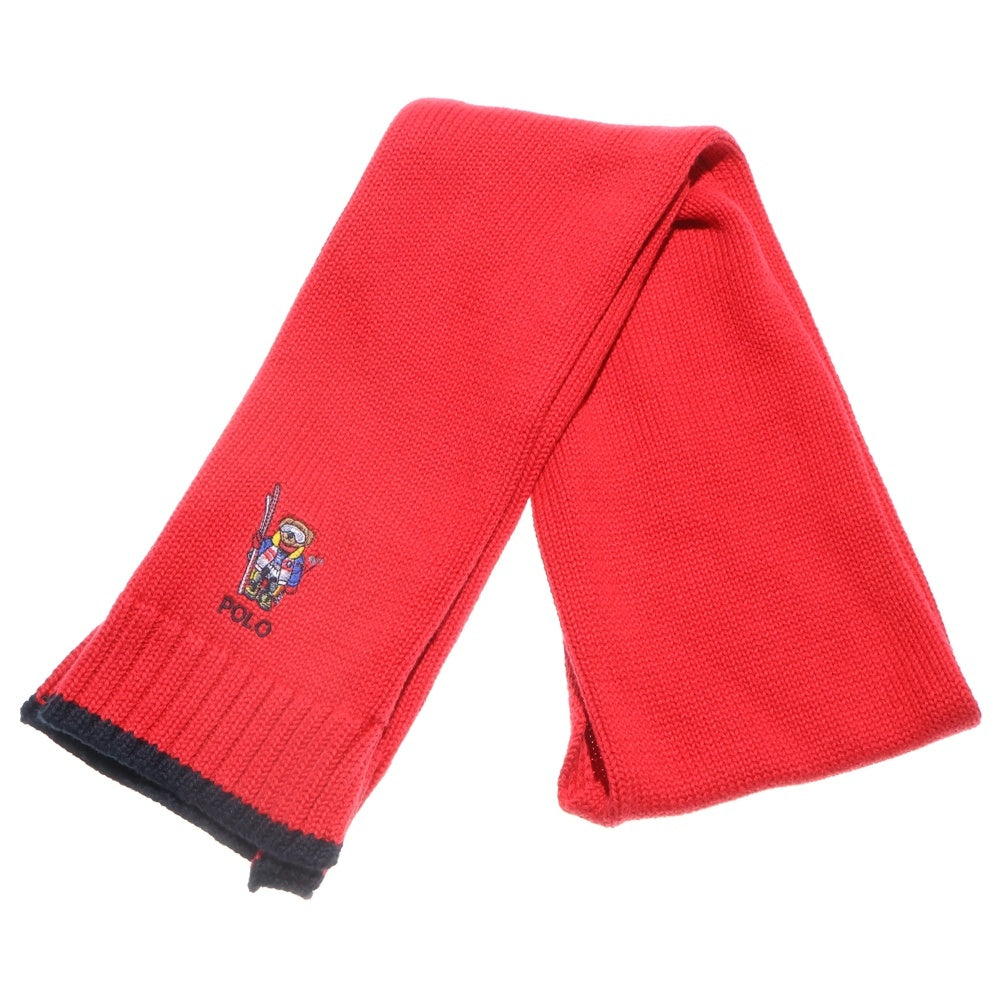 POLO RALPH LAUREN(ポロラルフローレン) POLO BEAR ポロベアー刺繍 ストールマフラー レッド キッズ