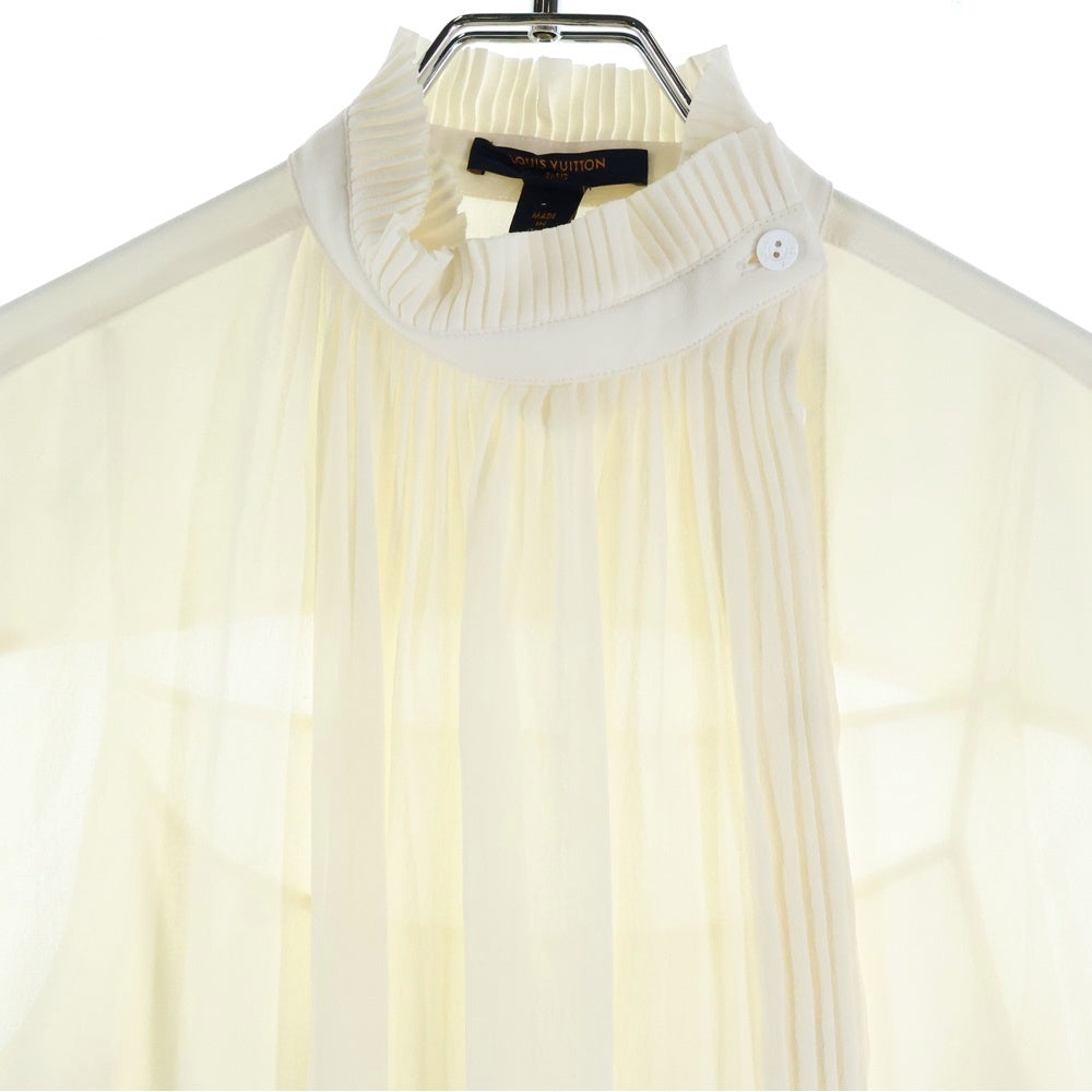 LOUIS VUITTON(ルイヴィトン) プリーツフロント シアーシルクブラウス 長袖シャツ RW231W U32 FOBL22 ホワイト