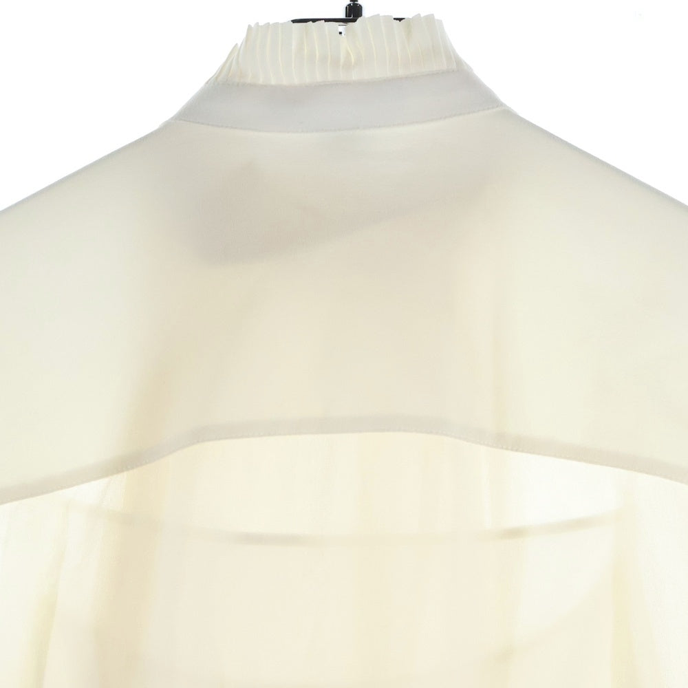 LOUIS VUITTON(ルイヴィトン) プリーツフロント シアーシルクブラウス 長袖シャツ RW231W U32 FOBL22 ホワイト