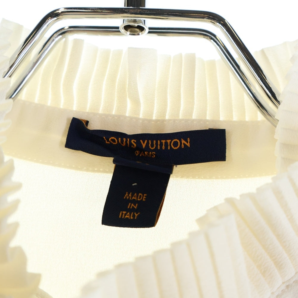 LOUIS VUITTON(ルイヴィトン) プリーツフロント シアーシルクブラウス 長袖シャツ RW231W U32 FOBL22 ホワイト
