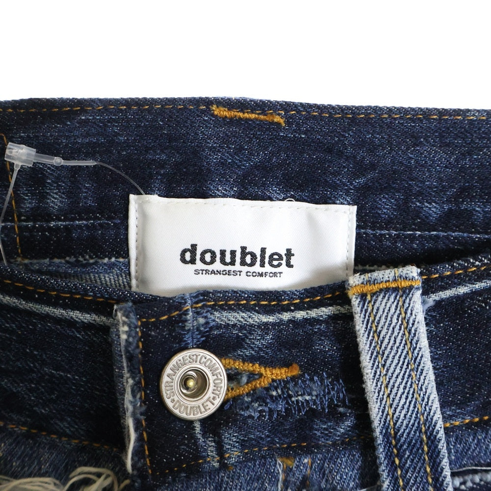 doublet(ダブレット) 22SS QUARTER DENIM UPCYCLE BOOTS-CUT PANTS クオーターデニムアップ サイクルブーツカットパンツ インディゴ 22SS65IT02