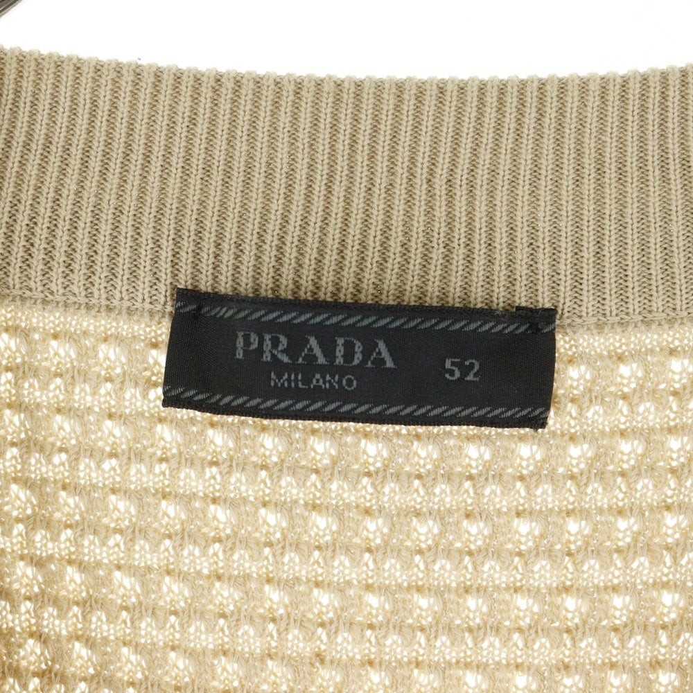 PRADA(プラダ) 23SS ロゴ刺繍 ポケット付き ワッフルカットソー ブラウン UMB758