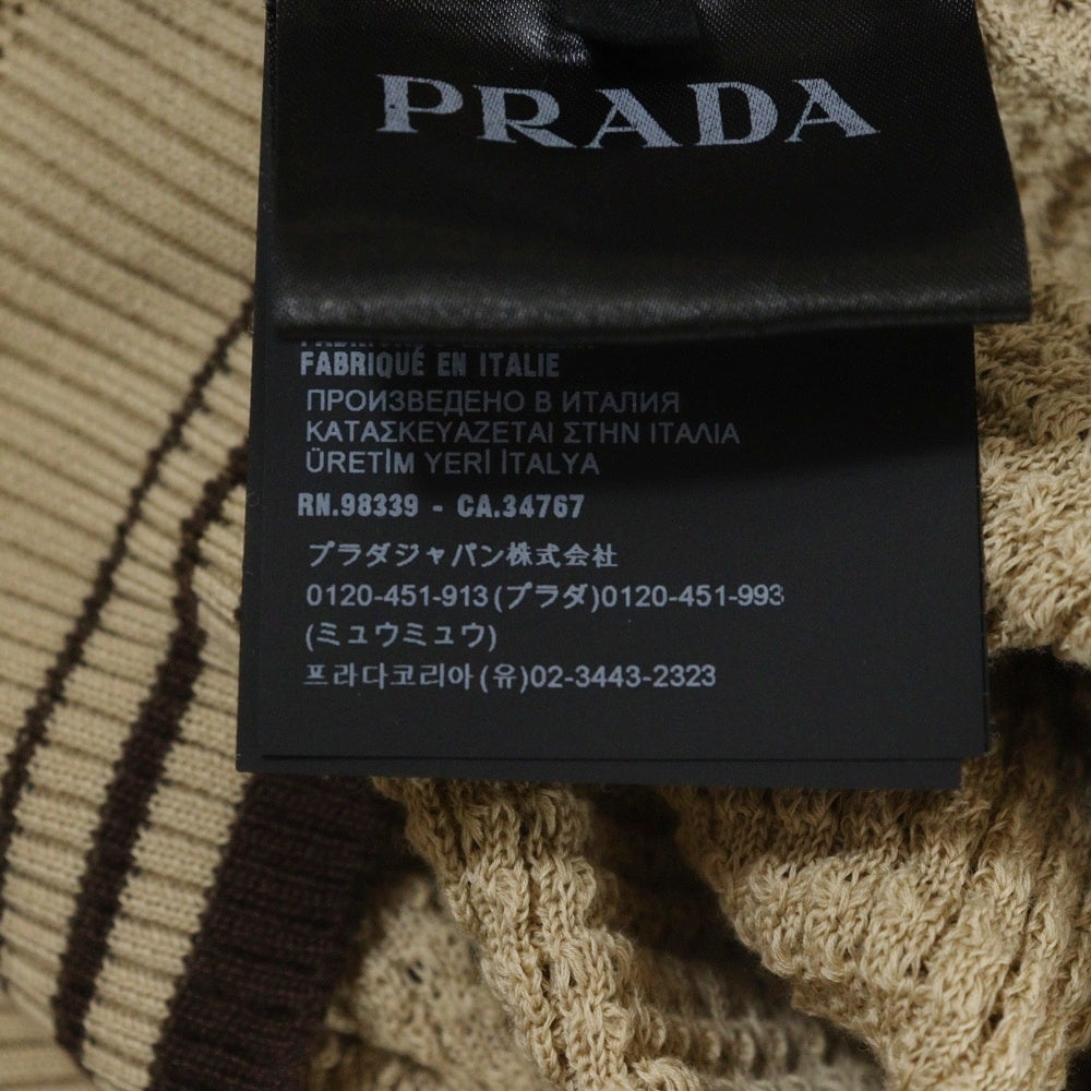 PRADA(プラダ) 23SS ロゴ刺繍 ポケット付き ワッフルカットソー ブラウン UMB758